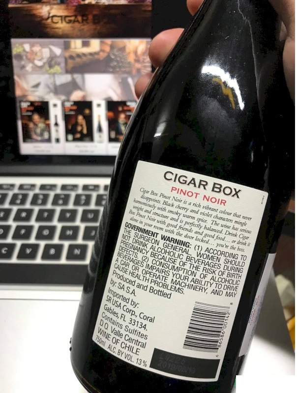 Rượu vang Cigar Box Pinot Noir tại ninh bình